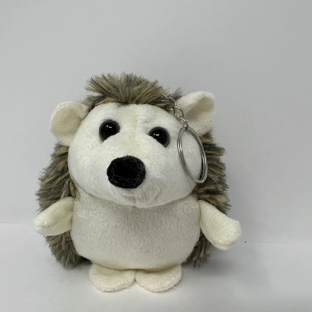 Keychain‎ Hedgehog Stuffed Animal Brown White Soft Plush 4 Inches.